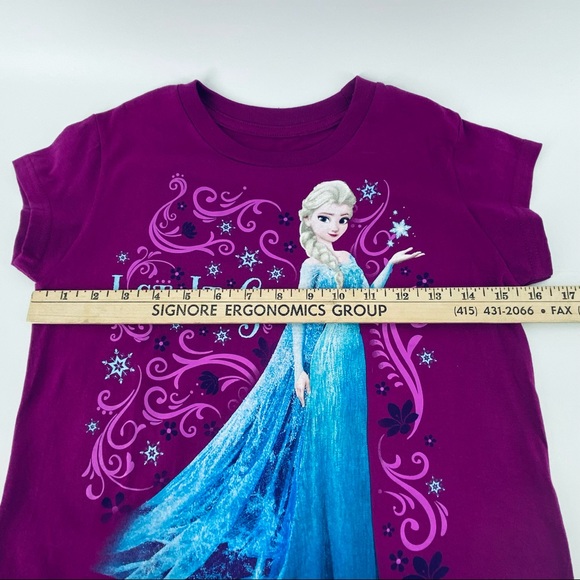 Disney Store Girls Size Large Elsa Frozen - "Let It Go" Short Sleeve T-Shirt - Picture 6 of 8